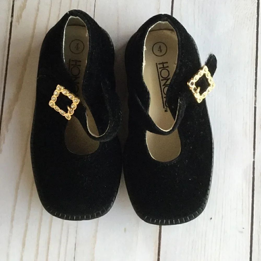 Vintage suede block heels diamond buckle